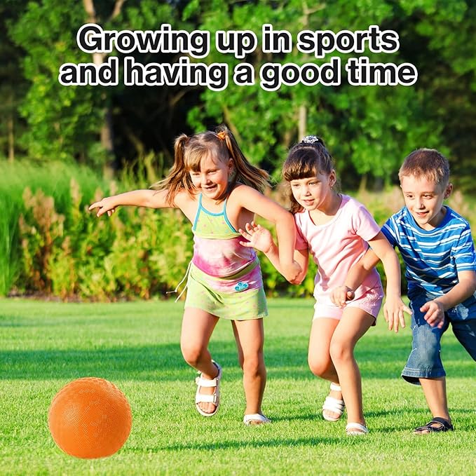 12 Pack Dodgeballs 5 Inch Playground Ball Kickball Orange Inflatable Rubber Handball Bouncy Dodge Ball with 1 Hand Pump for Outdoors Ball Games Gym Camps Picnic