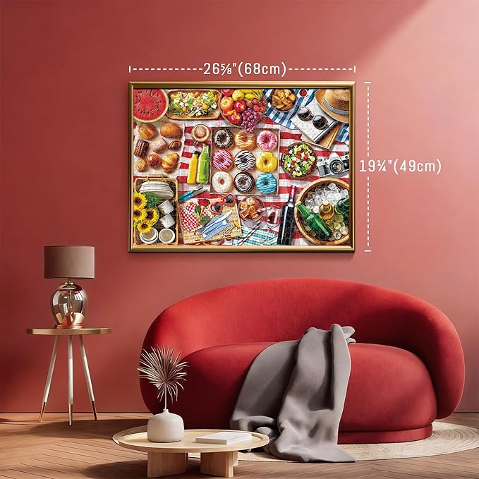 BenBen Puzzles for Adults 1000 Pieces, Spring Picnic Jigsaw Puzzles with Patterns on Back, Challenging Puzzles for Family Game Night Home Décor