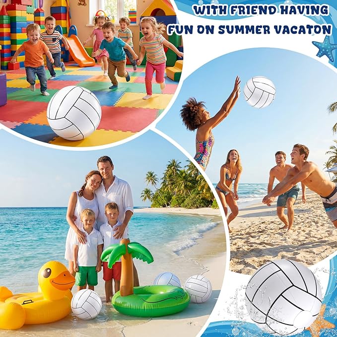 Sosation 8 Pcs Inflatable Sports Balls 16 Inch Inflatable Beach Ball Blow up Sports Party Decorations Swimming Pool Summer Pool Toys for Indoor Outdoor Beach (Volleyball)