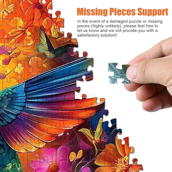 Hummingbird Puzzles for Adults 1000 Pieces - Vibrant Flower Humming bird Jigsaw Puzzles, Beautiful Hummingbird Floral Puzzle with Letters on Back, Challenging Hard Difficult Bird Art Puzzle Games Gift
