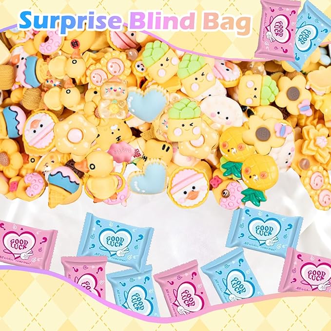 Yellow Series 50pcs Mystery Mini Resin Blind Bags – Tiny Cute Figures for Crafts, Dollhouses, Fairy Gardens, Kids’ Surprise Toys, Christmas Stocking Stuffers & Gifts