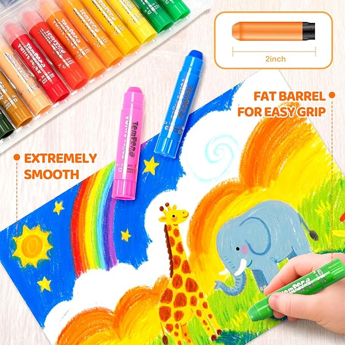 Tempera Paint Sticks For Kids, 24 Colors, Washable & Quick-Drying Twistable Solid Paint, Mess-Free Art Supplies for Drawing & Painting, Ideal Toddler Arts and Crafts Gifts