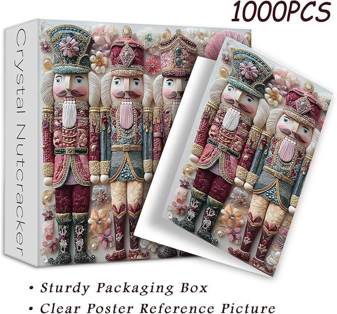 PICKFORU Crystal Nutcracker Puzzles for Adults 1000 Pieces, Elegance Flower Diamond Art Jigsaw Puzzles, Impossible Difficult Unique Challenging Puzzle