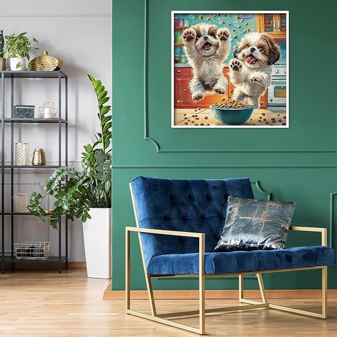 PICKFORU Shih Tzu Snack Time Puzzles for Adults 1000 Pieces, Funny Dog Kitchen Jigsaw Puzzle, Challenging Difficult Unique Cute Puppy Theme as Wall Decor