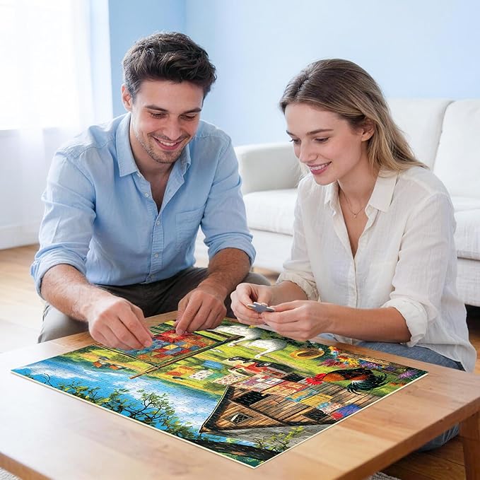 500 Pieces Puzzles for Adult Jigsaw Puzzle 500 Piece Puzzle Elderly Puzzle Chicken Duck Farm Puzzles Gift for Mom Dad Family Friend Family Activity Games Home Decor Wall Art 20.5x15IN