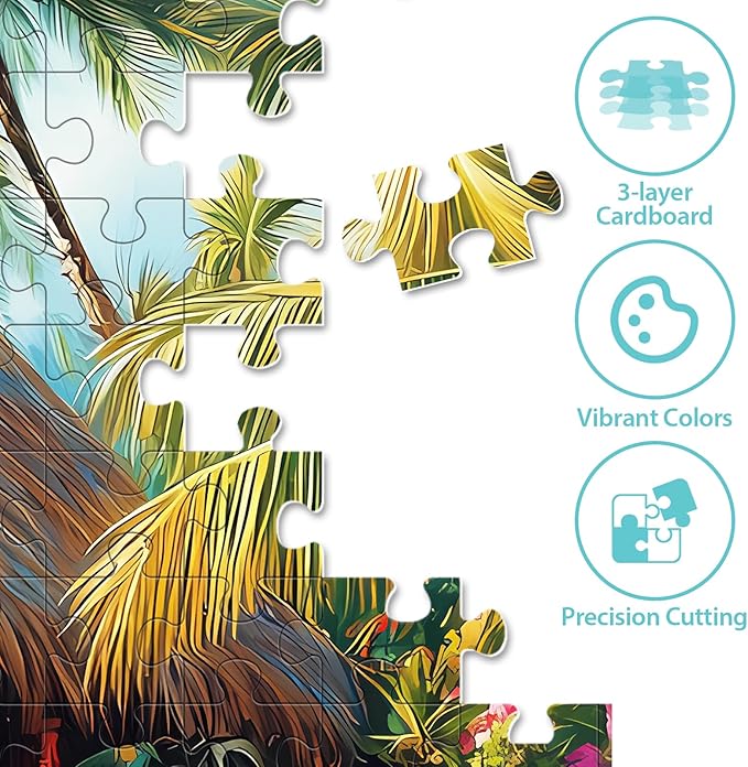 500 Piece Puzzles for Adults, Colorful Beach Shop Parrot Jigsaw Puzzles 500 Pieces for Adults Seniors, Challenge Art Jigsaw Puzzle for Gifts Birthday Party Games Family, 20.5 * 15 inch Dust Free