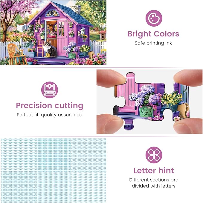 300 Piece Puzzles for Adults, Jigsaw Puzzles 300 Pieces for Adults Kids Ages 8-10 10-12 Spring Garden Puzzle Cat Jigsaw Puzzle 300 Pieces Puzzle Game Family Activity Nights Gift Toy 20.5x15in