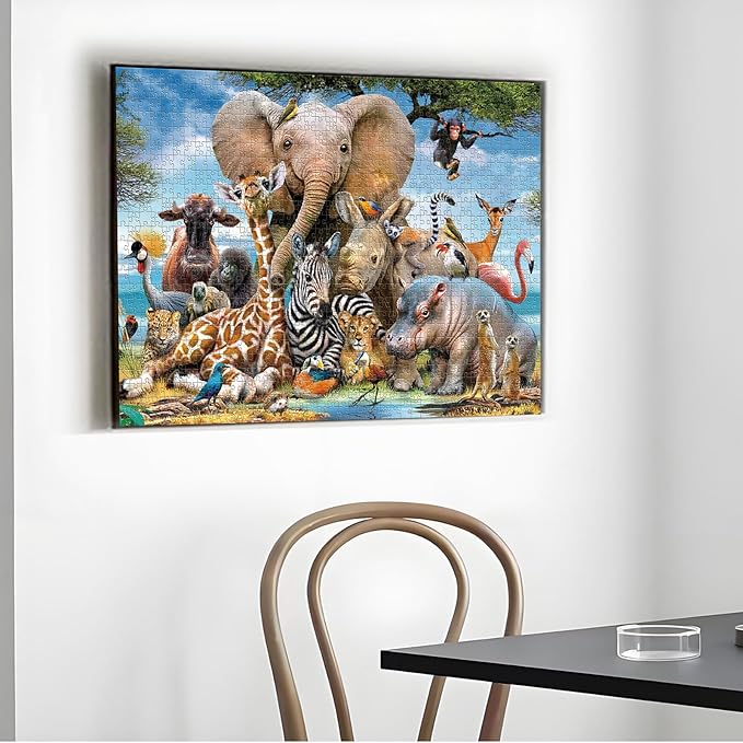 1000 Piece Jigsaw Puzzles for Adults Teens Kids - Fine Art Challenging, Wild Animals 1000Pcs Puzzle, Family Game Gift, Size 27"x20"
