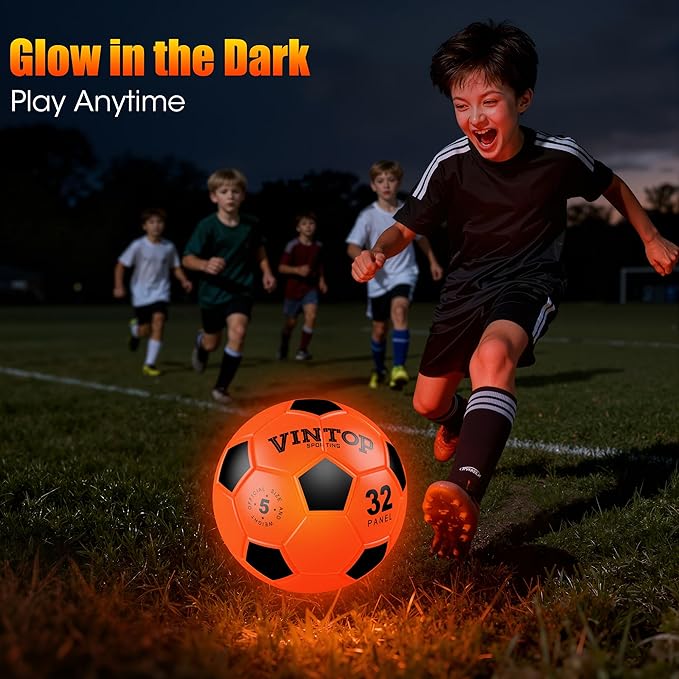 Glow in The Dark Soccer Ball for Kids Boys Ages 8-12 15, Light Up LED Soccer Ball Toys with Pump for Indoor/Outdoor, Fun Gift for Teens Christmas Birthday, Size 5 Night Sports Gear Games