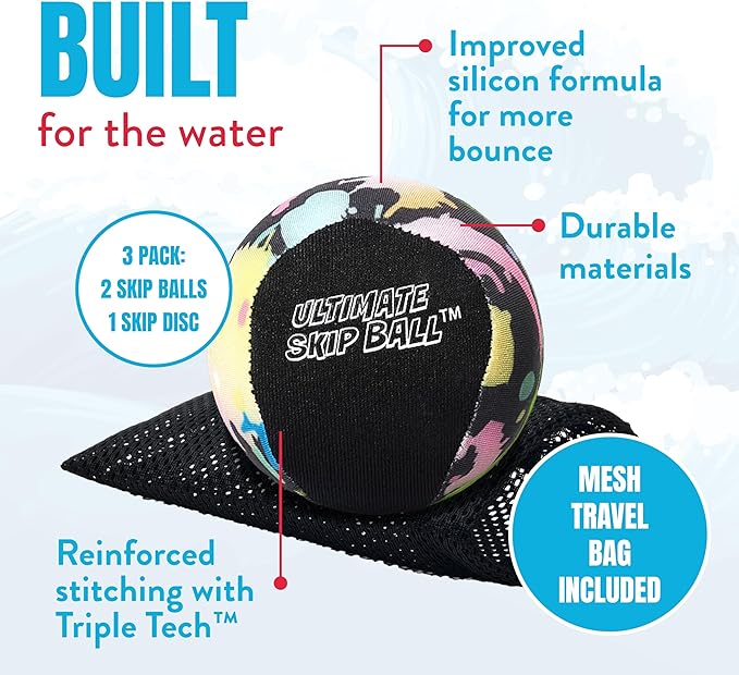 Activ Life The Ultimate Water Skip Balls, Water Bouncing Ball for Swimming Pool, Beach Toys for Friends, Family, Kids and Adults