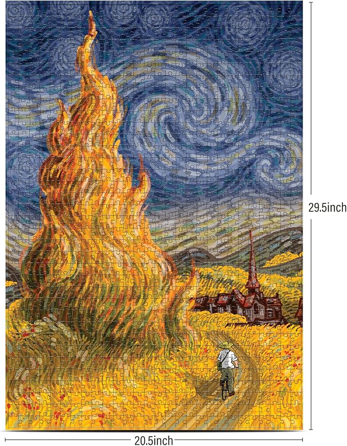 Antelope 1000 Piece Puzzle for Adults, Van Gogh Jigsaw Puzzles by Artist Alireza Karimi Moghaddam, Paper, Autumn in The Arles, 29.5 x 20.5 inches