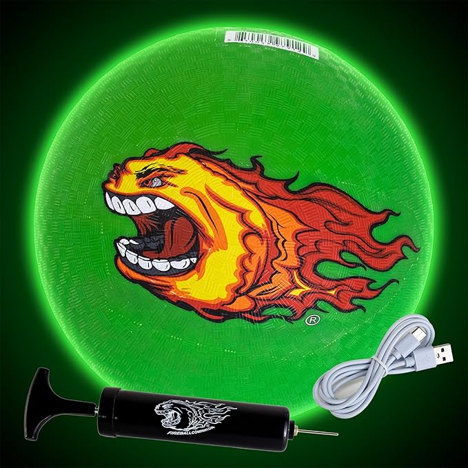 FIREBOMB LED Rubber Ball- Rechargeable Light-Up Ball for Dodgeball, Kickball, Handball, Four Squrae, Playground Nighttime Fun Glowing Sports Ball for All Ages