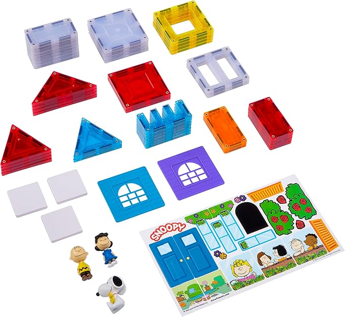 Magnetix 3D Peanuts Charlie Brown and Friends Magnetic Building Tile Playset, Educational, STEM Toys for Ages 3+, 50 Pieces