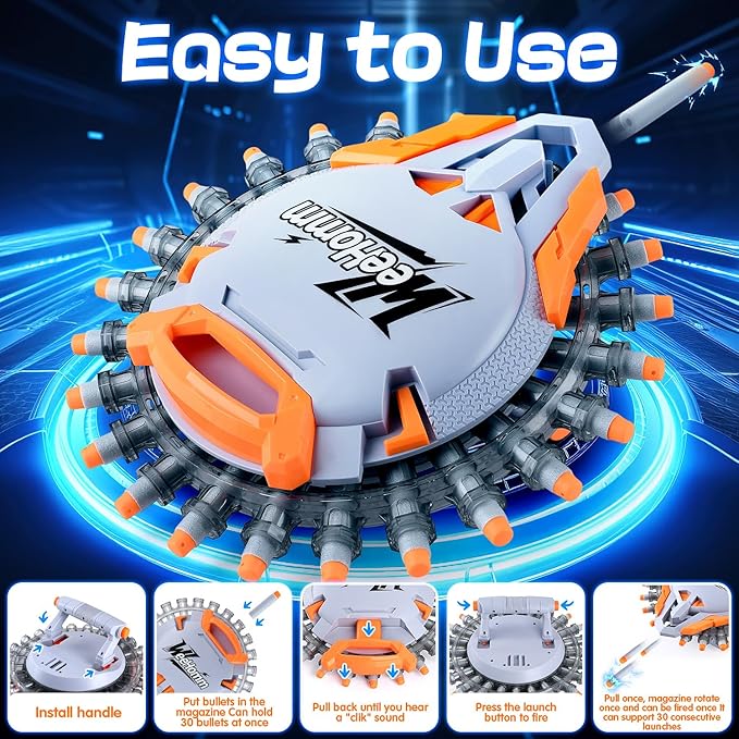 Shooting Game Toys for Boys Age 6 7 8 9 10+ Years Old, Kids Sports & Outdoor Games Toy Foam Blasters, 30 Consecutive Launches Shooting Shield with 40 Darts, Cool Toy Guns for Christmas Birthday Gift