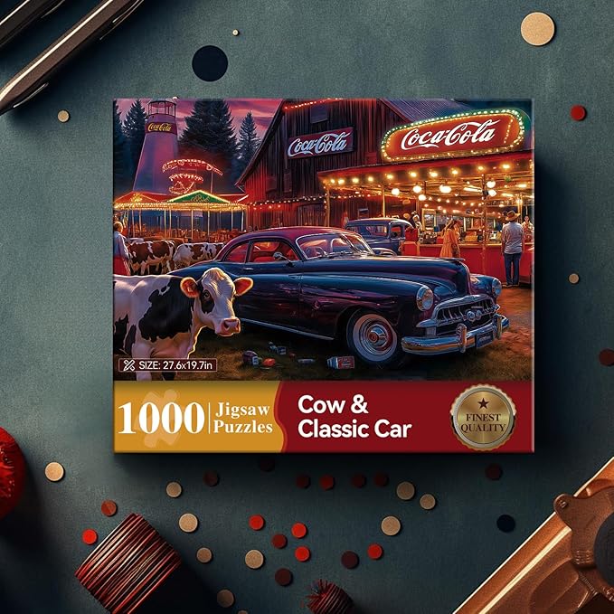 LUXDIVINA 1000 Piece Puzzle for Adults, Puzzles for Adults 1000 Pieces, Summer Country Farm Night Jigsaw Puzzle, Fun Gift for Adults & Teens, Perfect for Game Nights, 28 * 20 in