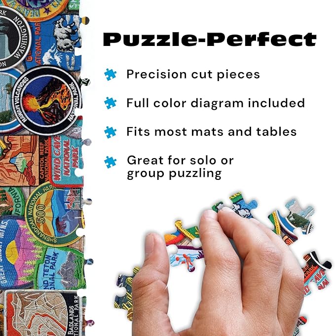 Buffalo Games - National Park Patches - Lewis T. Johnson - 1000 Piece Jigsaw Puzzle for Adults - Colorful Travel Puzzle for Nature Fans and Hikers - Finished Size 26.75 x 19.75