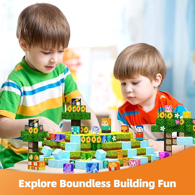 GobiDex Magnetic Building Blocks Dinosaur Theme Kid Toys for 3+ Years Old Boys Girls, STEM Building Gifts for Kids, Magnets Sensory Game for Toddler 48PCS