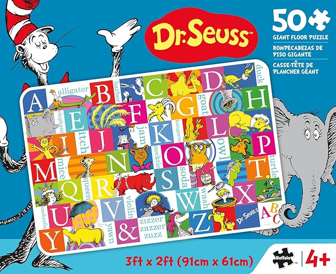 Buffalo Games Dr. Seuss Alphabet 50 PC Floor Puzzle - Family Fun Extra Large Jigsaw - Finished Size is 3' x 2'