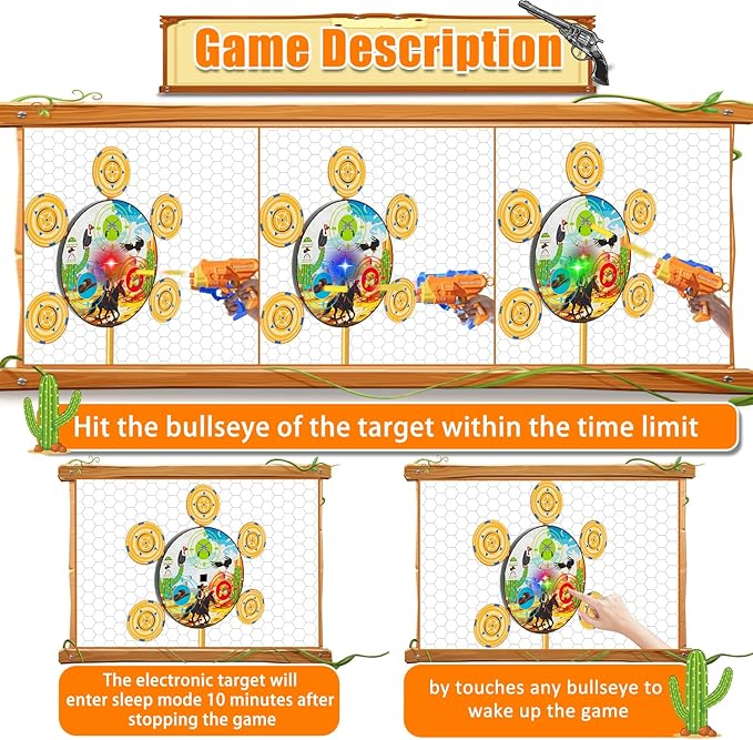 Shooting Game Toys for Ages 3 4 5 6 7 8 9 10+ Year Old Boy, Digital Shooting Target with 40 Soft Foam Dart and 2 Toy Guns Indoor Outdoor Sports Games Birthday Xmas Easter Gifts Toys for Kids 5-7 8-12