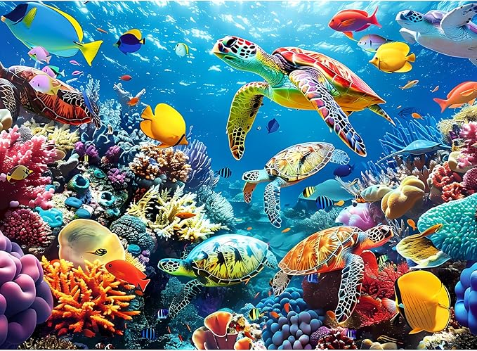 500 Piece Puzzle for Adults, Turtle Jigsaw Puzzles, Sea Animals Puzzles 500 Pieces, Birthday and Barious Holiday Party for Family Adult, Funny Puzzle for Adults, 20.5x15 in