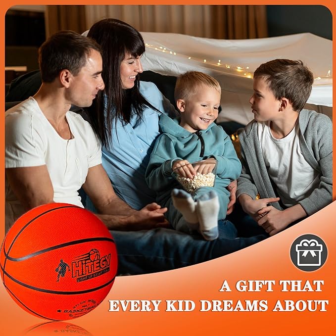 Rechargeable Glow in the Dark Basketball - USB Charging, Water-Resistant, Size 7, Impact Activated, Includes Pump & Charging Cable - Rechargeable Light Up Basketball (Orange, with Bag)