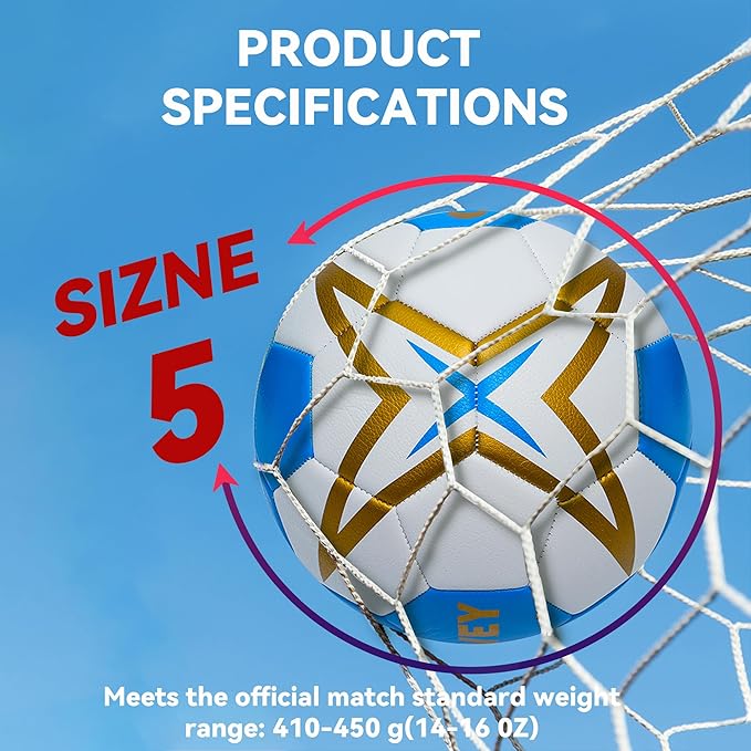 Soccer Ball Size 3,4,5 Two Pack,Classic Indoor Outdoor Soccer with 1 Pump 2 Net Bag and 2 Needle,Long-Lasting for Training, Games, Outdoor & Indoor Play Ideal Gift for Boys Girls Youth Adult