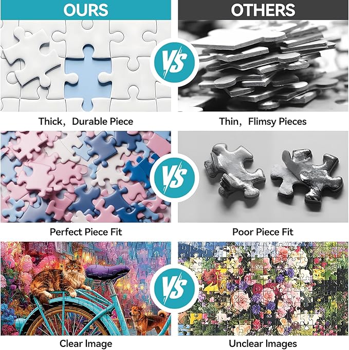 500 Pieces Puzzle for Adults, Puzzles for Adults 500 Pieces, Retro Bicycle Dogs Cat Street Jigsaw Puzzle, Challenging Perfect for Game Nights, 20.5 X 15 in