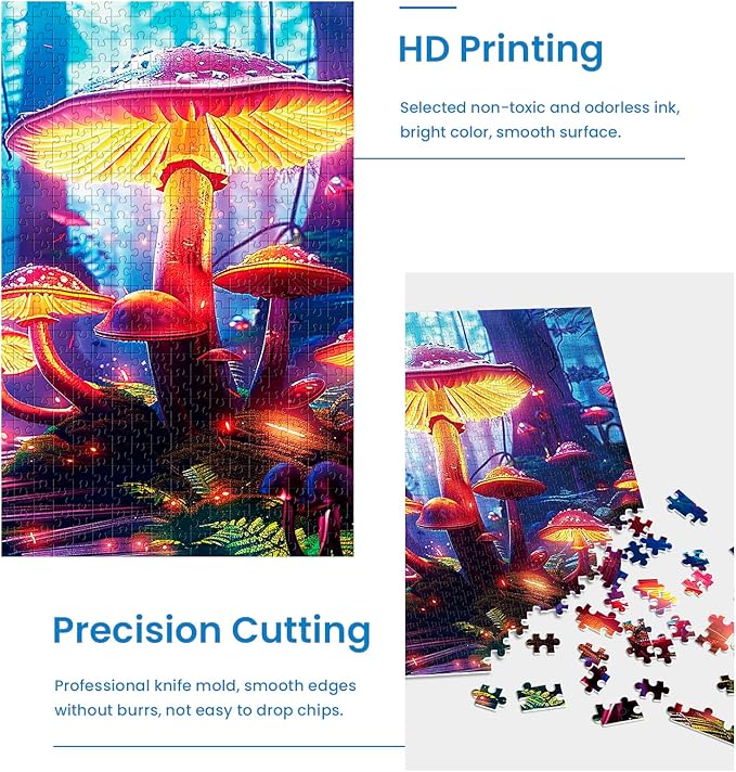 2 Pack Puzzles for Adults 1000 Pieces-Succulents and Mushrooms Difficult Jigsaw Puzzles for Adults,Hard Jigsaw Puzzle Decorations DIY Leisure Game Toy Suitable Family Friends(27.5x20 inches)