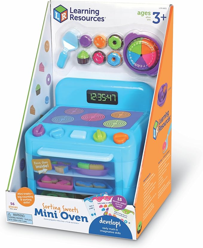 Learning Resources Sorting Sweets Mini Oven, Play Food, Kids Kitchen Playset, Pretend Play Toys, Mini Food, Sorting Toys, Montessori Cooking Set for Toddlers
