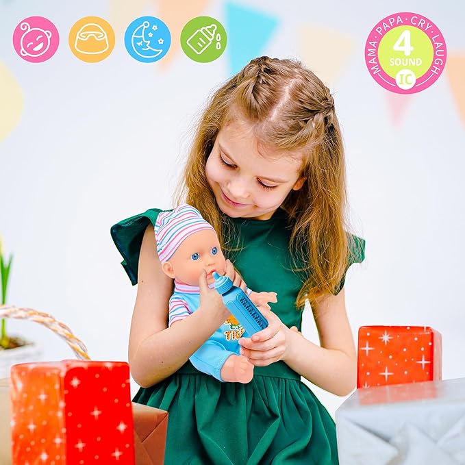 PROOU Baby Doll Care Toys, 30PCS Baby Dolls Bath Set & Doctor Kit, Pretend Play Baby Doll Set, Incl Bathtub, Bathrobe, ECG, Thermometer, Toddlers Toys Gifts for Age 3 4 5 6 Year Old Girls