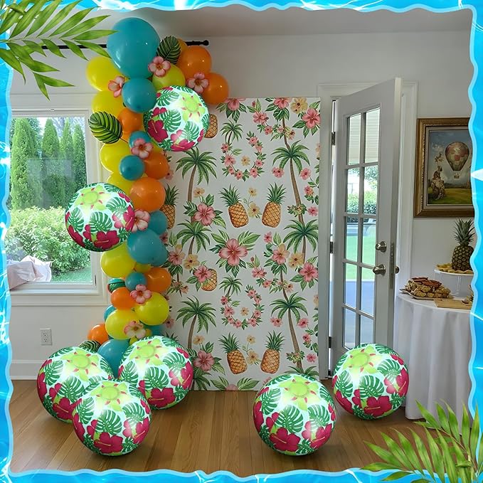 Civaner Tropical Luau Party Decorations Beach Ball 7.87 Inches Inflatable Beach Ball for Tropical Luau Party Favors Summer Swimming Pool and Beaches Game Gifts for Hawaii Themed Birthday