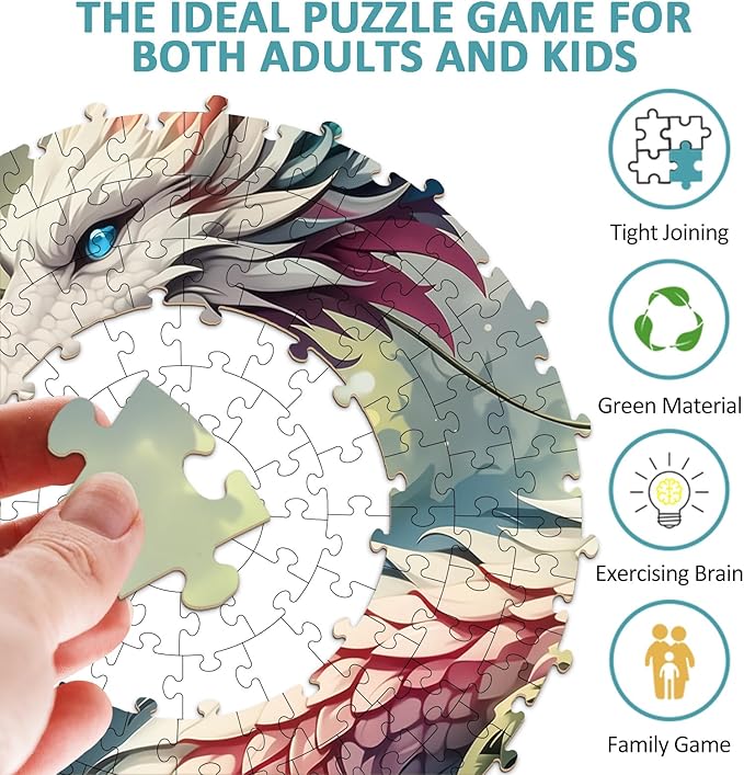 Dragon Puzzles for Adults 1000 Pieces, Round Mandala Jigsaw Puzzles 1000 Pieces, Impossible Difficult Hard Challenging Puzzles for Adults (26.5 * 26.5in)