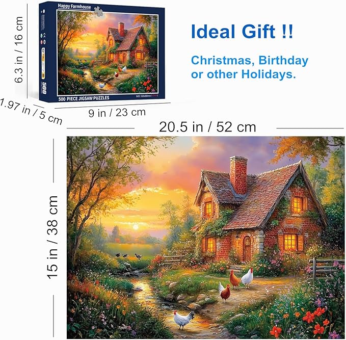 500 Piece Puzzles for Adults Happy Farmhouse 20.5 x 15 Inch 500 Piece Jigsaw Puzzles for Adults Puzzles 500 Pieces for Adults Educational Challenge