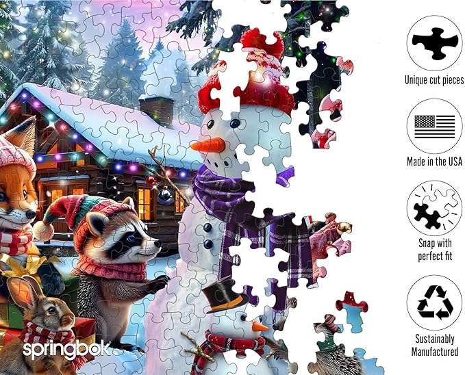 Springbok Christmas Critters 500 Piece Jigsaw Puzzle for Adults and Family - Unique Cut Pieces - Made in USA