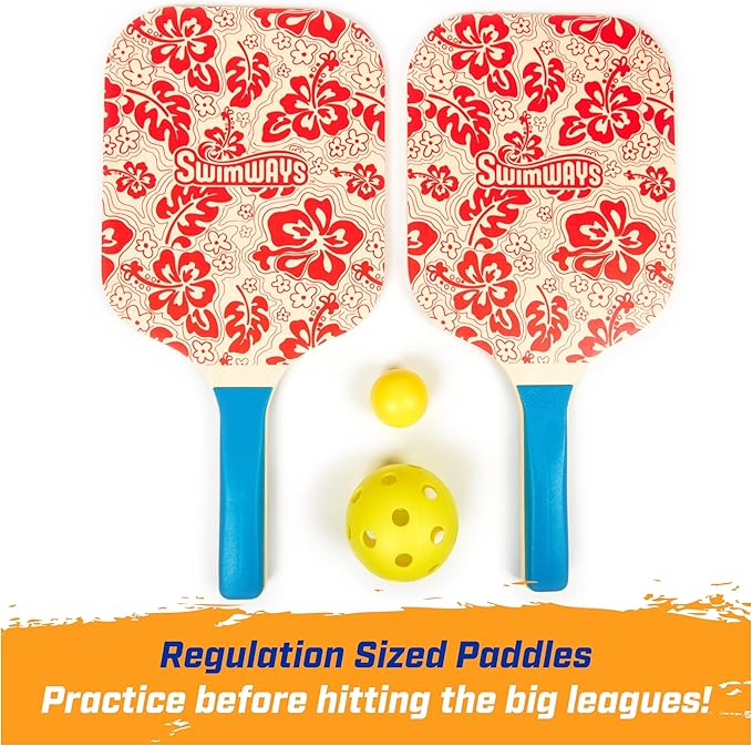 Swimways Hydro Paddle & Pickleball Set, Pickleball Paddles and Balls for Pool, Lake and Beach Games, Outdoor Toys for Kids and Adults Aged 5 & Up