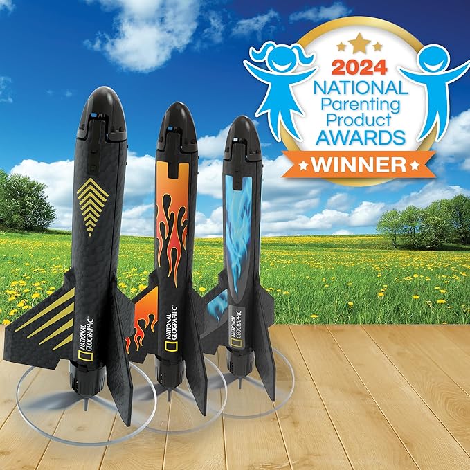 National Geographic Rocket Launcher - Motorized Air Rocket Toy with Patented Design, Launch up to 200 Feet, Outdoor Toys & Model Rockets, Gifts for Kids Ages 8-12, Space Toys