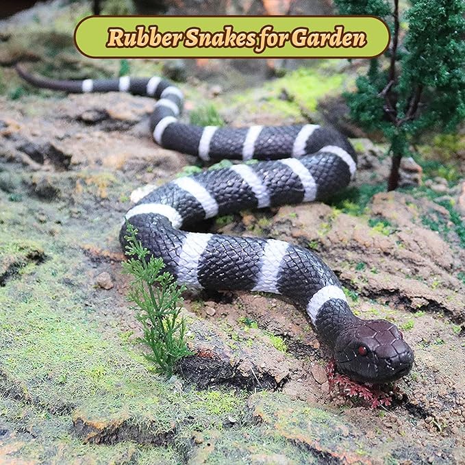 LRCXL Realistic Fake Snakes Toy Soft Rubber Snakes to Keep Birds Away - Coral Toys for Garden Props to Keep Birds Away, Scare Squirrels, Mice, Pranks Halloween Decoration Props