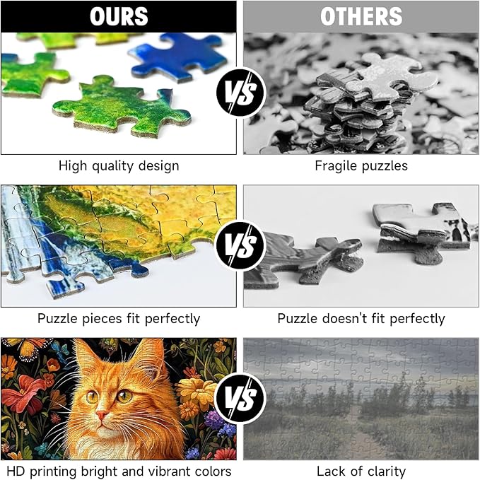 Orange Cat & Butterfly Puzzles for Adults 1000 Pieces, Floral Jigsaw Puzzle with Letters on Back, 20x28 Inch Wall Art, Challenging Family Game, Easter