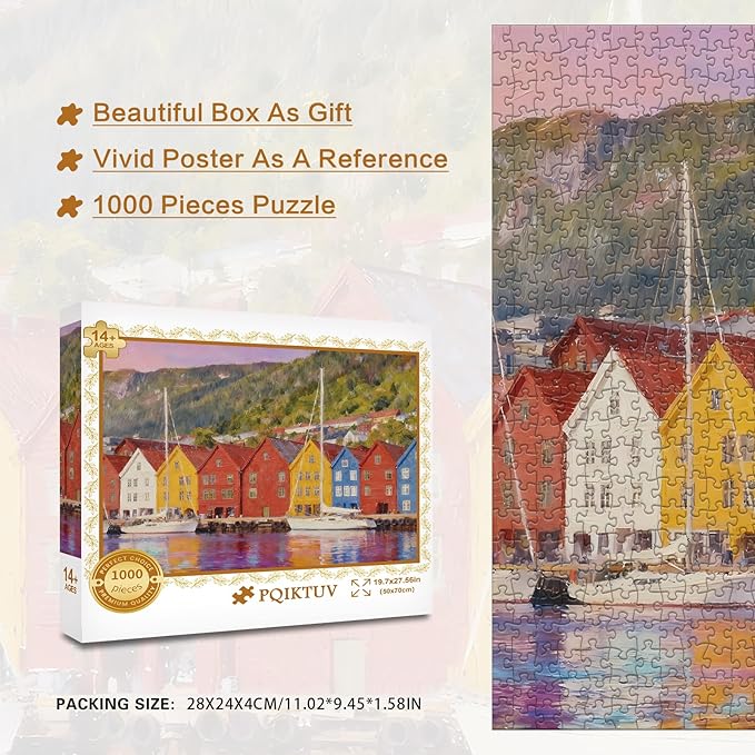 Puzzles for Adults 1000 Pieces Jigsaw Puzzles with Letters on Back Nature Landscape Puzzle Family Wall Decor Impossible Puzzle Fun Gift for Women Men (27.56x19.7 Inch)