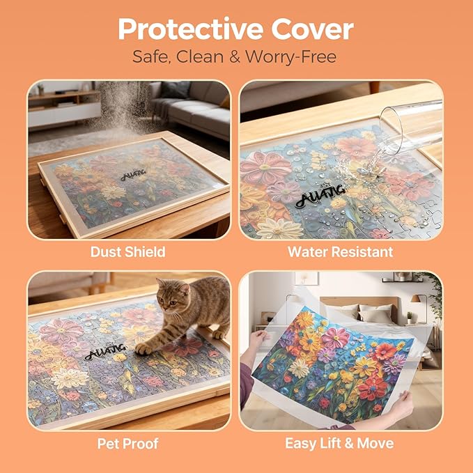 ALL4JIG 2000 Piece Rotating Puzzle Board with 4 Drawers and Cover, 28.5"x40.1"Portable Wooden Jigsaw Puzzle Table for Adults Portable, Lazy Susan Spinning Boards Birthday Gift for mom