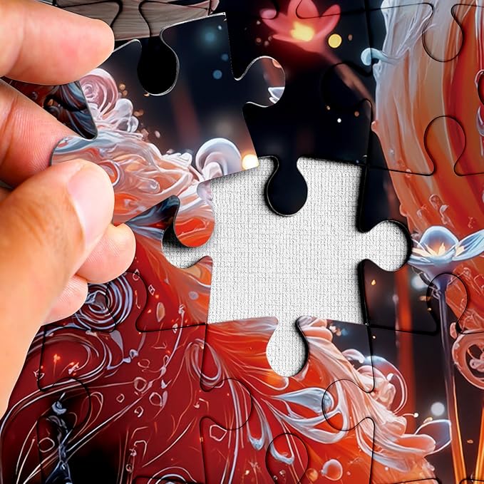 Fantasy Fox Flower Puzzles for Adults 1000 Pieces, Cute Red Animal Jigsaw Puzzle, Challenging Impossible Magic Art Puzzles