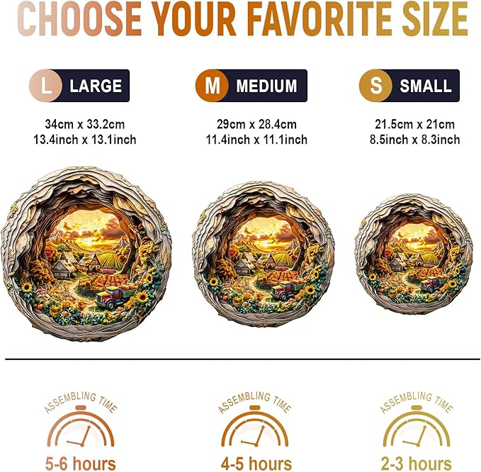 Wooden Jigsaw Puzzles, Autumn Farm Wooden Puzzles for Adults with Unique Shape, Birthday Gifts for Adults Family Game,11.4"x11.4"-200pcs