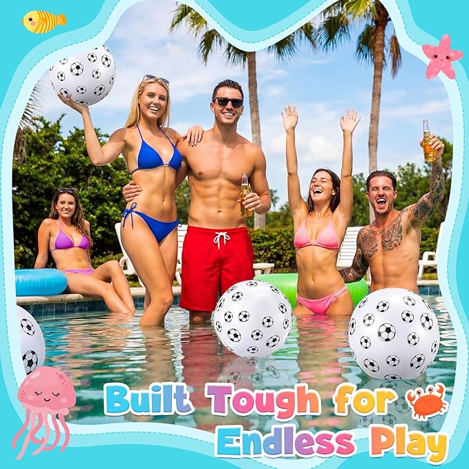 Lewtemi Inflatable Beach Balls Large Sport Ball Pool Toys for Birthday Summer Beach Water Games, Themed Party Decorations Party Favors
