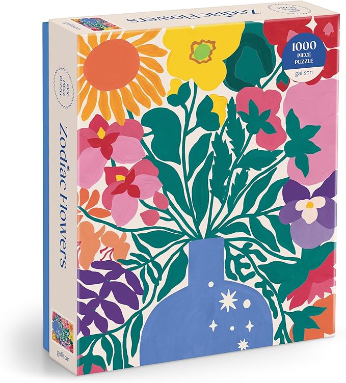Galison Zodiac Flowers – 1000 Piece Puzzle Featuring Artistic Flowers Paired with Zodiac Signs