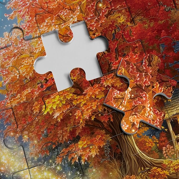 Magic Books Fall Scenic Puzzles for Adults 1000 Pieces Nature, Fantasy Flower Autumn Landscape Jigsaw Puzzles, Impossible Challenging Art Puzzle