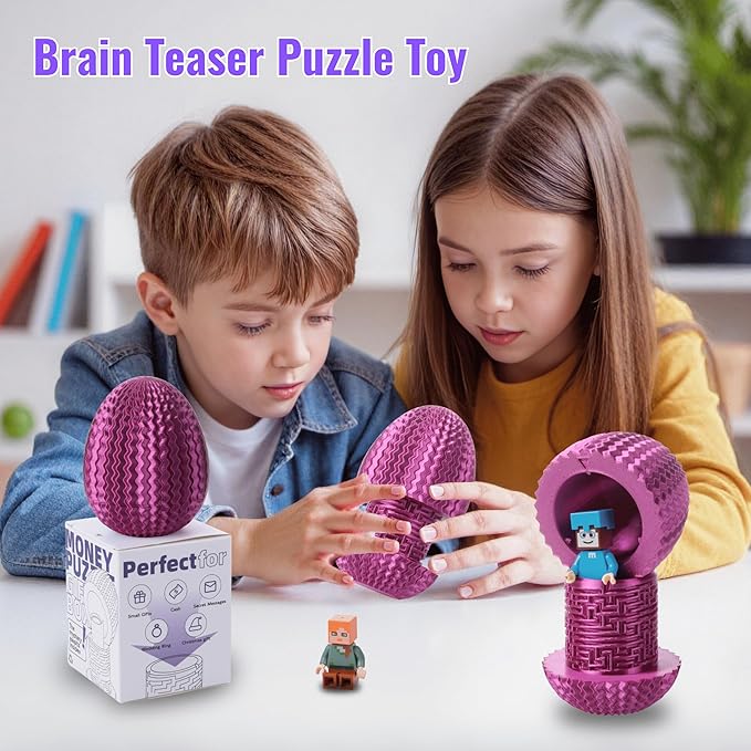Maze Egg Money Puzzle Gift Box: Available in 4 Unique Internal Designs - Secret Cash Holder & Surprise Gift Container for Easter, Birthday, Wedding - Fun Brain Teaser Toy for Kids & Adults