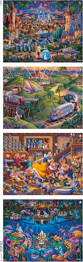 Ceaco – Dowdle Disney 4 in 1 Multipack Jigsaw Puzzle Colorful Puzzle for Adults – Precision-Cut Pieces, Beautiful Artwork, and Hours of Relaxing Fun