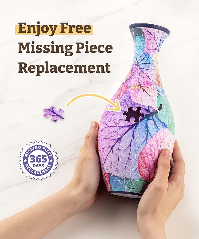 Pintoo 3D Puzzle Vase Unique Flower Vase Made by 160 Curved Plastic Puzzle Pieces House Warming Gift for Flower Arrangements and Home Decoration, for Mom [S1024] (Translucent, Carp with Lotus)
