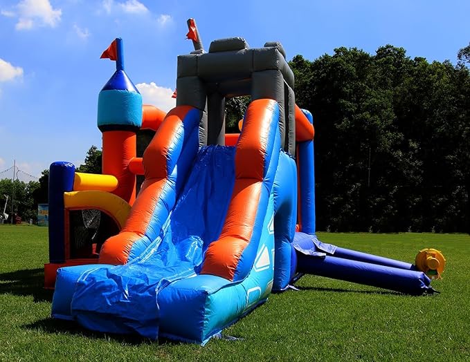16x12FT Commercial Grade Bounce House Castle Inflatable, (Heavy Duty PVC), (1100w Blower)- 2 Slide, Ball Pit, Basketball Hoop, Obstacle-Bouncy House for Big Kid 5-12, Outdoor Party Toy Pool Backyard