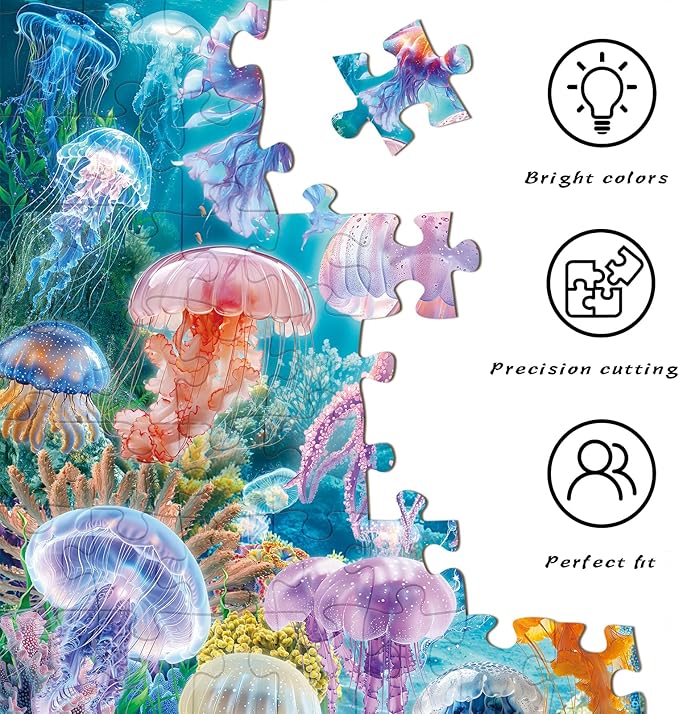 HUADADA Puzzles for Adults 1000 Pieces,Challenging Game Toys, Puzzles 1000 Pieces,Impossible Puzzle, Family Decoration Puzzle-Dreamy Jellyfish
